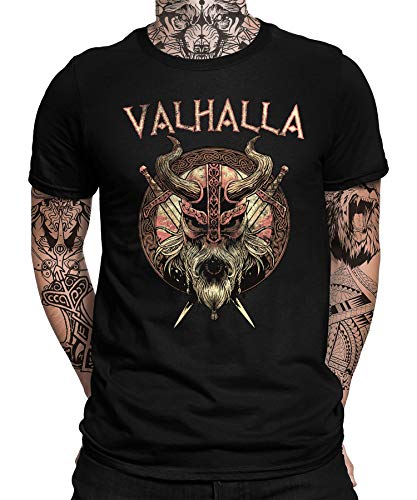 Wikinger Viking Valhalla Odin Thor Nordmann Wolf Nordische Mythologie Skal Norse Herren Männer T-Shirt von Quattro Formatee