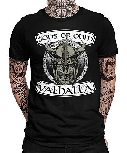 Wikinger Viking Valhalla Odin Thor Nordmann Wolf Nordische Mythologie Skal Norse Herren Männer T-Shirt von Quattro Formatee