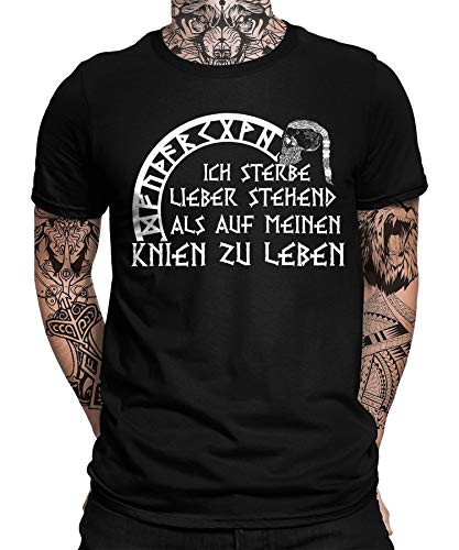 Wikinger Viking Valhalla Odin Thor Nordmann Wolf Nordische Mythologie Skal Norse Herren Männer T-Shirt von Quattro Formatee