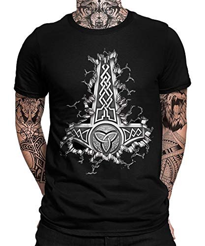 Wikinger Viking Valhalla Odin Thor Nordmann Wolf Nordische Mythologie Skal Norse Herren Männer T-Shirt von Quattro Formatee