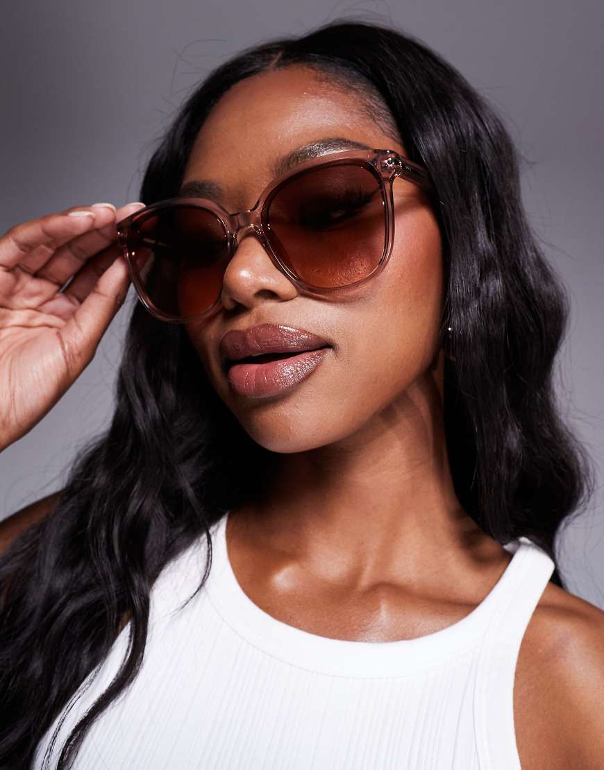 Quay - Rent Free - Runde Sonnenbrille in Rosa von Quay Australia