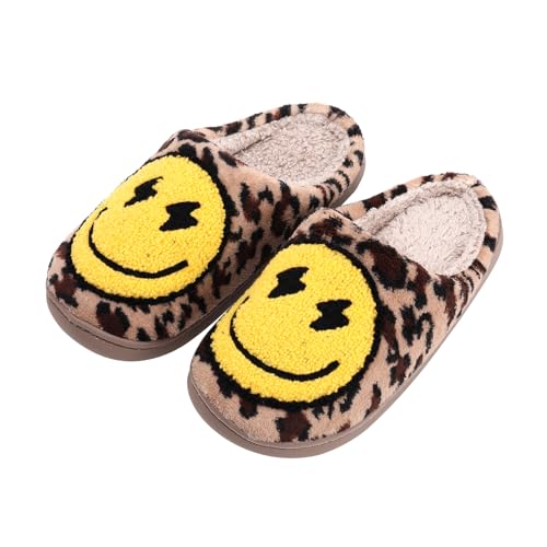 Qubuwalk Retro-Hausschuhe mit lächelndem Gesicht, weicher Plüsch, bequem, warm, flauschig, gemütlich, für Damen, Lightning Leopard, 39 EU Qubuwalk Retro-Hausschuhe mit lächelndem Gesicht, weicher Plüsch, bequem, warm, flauschig, gemütlich, für Damen, Lightning Leopard, 39 EU von Qubuwalk