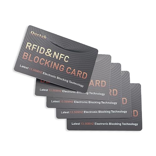 5 x RFID-blockierende Karten, Diebstahlschutz für Kreditkarten, Reisepass, Blocker für Männer und Frauen, kompakte RFID-Karte schützt die gesamte Brieftasche von Quctak