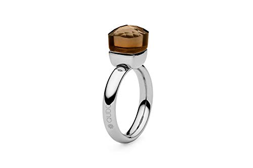 Qudo Firenze Edelstahl Ring mit "smoked topaz" Stein (braun) (54 (17.2)) von Qudo