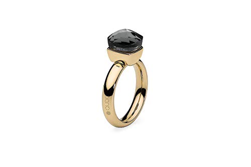 Qudo Firenze Edelstahl gold Ring mit smoke Stein (grau) (54 (17.2)) von Qudo