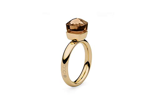 Qudo Firenze Edelstahl gold Ring mit smoked topaz Stein (braun) (54) von Qudo