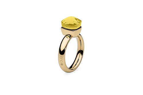 Qudo Firenze Edelstahl gold farbenem Ring mit citrine Stein (gelb) (52 (16)) von Qudo