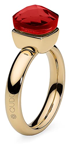 Qudo Firenze Edelstahl gold farbenem Ring mit hyacinth Stein (rot) (54 (17)) von Qudo