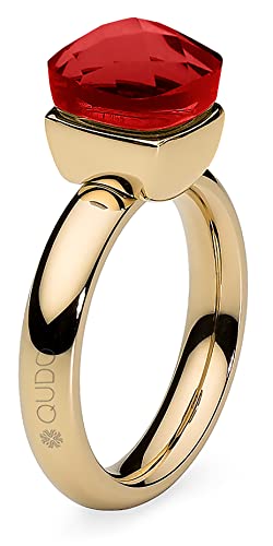 Qudo Firenze Edelstahl gold farbenem Ring mit hyacinth Stein (rot) (60 (20)) von Qudo