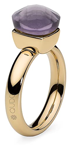 Qudo Firenze Edelstahl gold farbenem Ring mit wisteria Stein (lila) (56 (18)) von Qudo