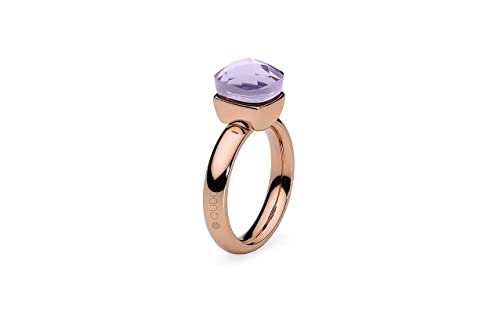 Qudo Firenze Edelstahl rose farbenem Ring mit Farbstein flieder (hell lila) (54 (17)) von Qudo