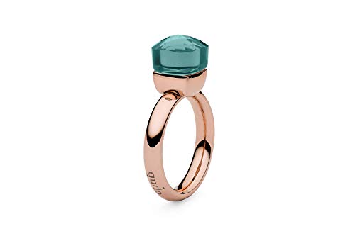 Qudo Firenze Edelstahl rose farbenem Ring mit blue apatit Stein (dunkel türkis) (54 (17.2)) von Qudo