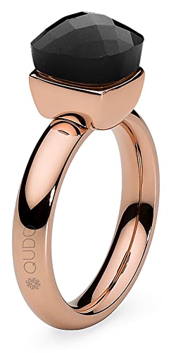 Qudo Firenze Edelstahl rose farbenem Ring mit jet Stein (schwarz) (56 (18)) von Qudo