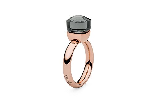 Qudo Firenze Edelstahl rose farbenem Ring mit smoke Stein (grau) (52 (16.6)) von Qudo