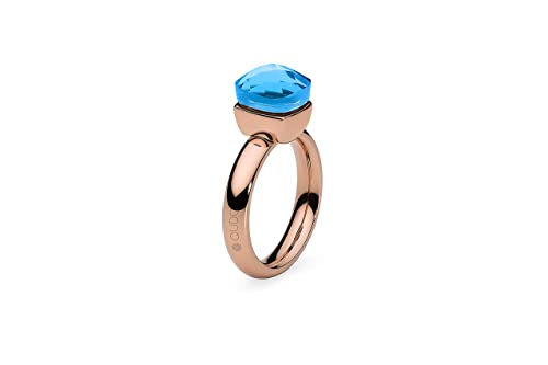 Qudo Firenze Edelstahl rosegold farbenem Ring mit Farbstein capri (blau) (54 (17)) von Qudo