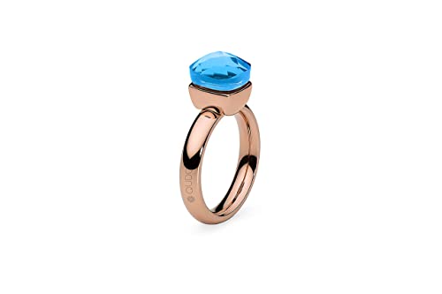 Qudo Firenze Edelstahl rosegold farbenem Ring mit Farbstein capri (blau) (56 (18)) von Qudo