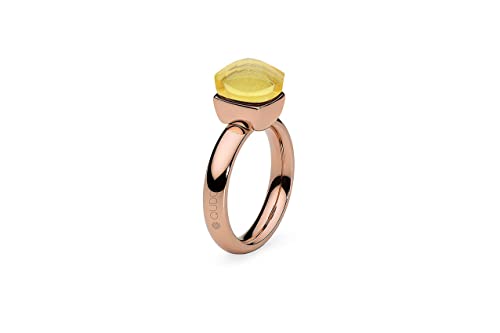 Qudo Firenze Edelstahl rosegold farbenem Ring mit citrine Stein (gelb) (54 (17)) von Qudo