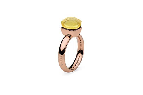 Qudo Firenze Edelstahl rosegold farbenem Ring mit citrine Stein (gelb) (58 (19)) von Qudo