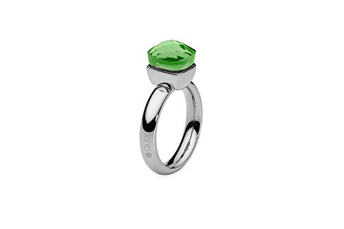 Qudo Firenze Edelstahl silber farbenem Ring mit peridot Stein (grün) (58 (19)) von Qudo
