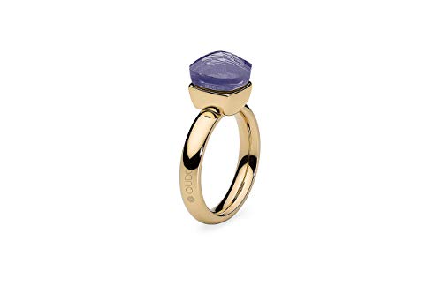 Qudo"Firenze" Edelstahlring Gold - Damenring Gr. 52-60 mit farbigen Steinchen - Damengeschenk (Purple, 54 (17.2)) von Qudo