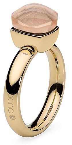 Qudo Firenze gold farbener Ring mit aprikot farbenem Stein (light peach) (54 (17)) von Qudo