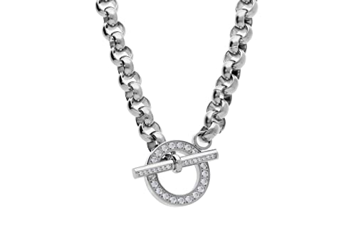 Qudo Kette CECCANO deluxe Edelstahl beschichtet mit Zirkonias 50cm (silber) von Qudo