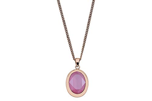 Qudo TIVOLA Kette Halskette rose beschichtet Edelstahl mit Glaskristallen (peony pink) von Qudo