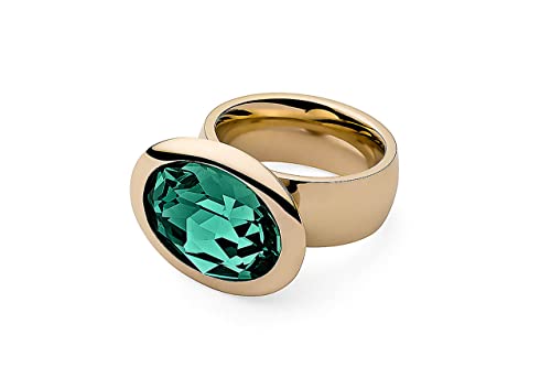 Qudo gold Ring TIVOLA big Edelstahl emerald (grün) (56 (18)) von Qudo