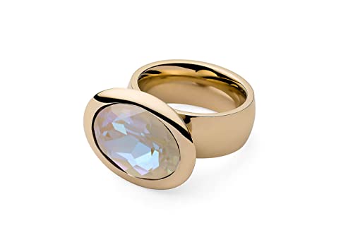 Qudo gold Ring TIVOLA big Edelstahl ivory cream delite (54 (17)) von Qudo