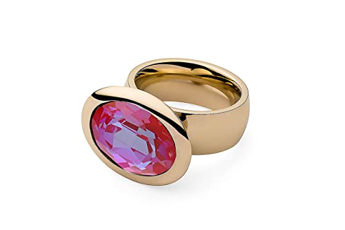 Qudo gold Ring TIVOLA big Edelstahl royal red delite (pink) (58 (19)) von Qudo
