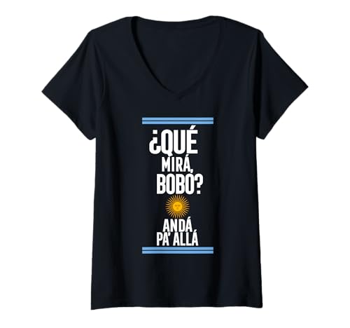 Damen Qué Miras Bobo - Mirabobo, Quemira Mira T-Shirt mit V-Ausschnitt von Qué Miras Bobo