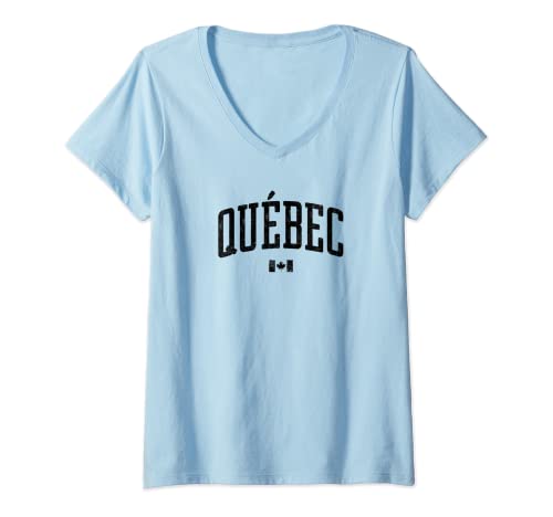 Damen Québec Kanada Flagge Icon Vintage T-Shirt mit V-Ausschnitt Damen Québec Kanada Flagge Icon Vintage T-Shirt mit V-Ausschnitt von Quebec Apparel Co