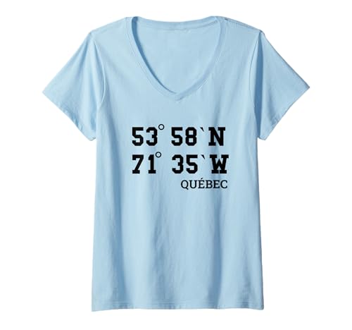Damen Québec Koordinaten Design Urlaub Reise Kanada T-Shirt mit V-Ausschnitt Damen Québec Koordinaten Design Urlaub Reise Kanada T-Shirt mit V-Ausschnitt von Québec Kanada Urlaub Bekleidung & Geschenkidee