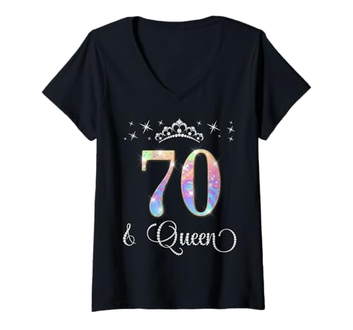 Damen 70 & Queen Geburtstagsparty zum 70. Geburtstag der Königin T-Shirt mit V-Ausschnitt Damen 70 & Queen Geburtstagsparty zum 70. Geburtstag der Königin T-Shirt mit V-Ausschnitt von Queen At My Birthday