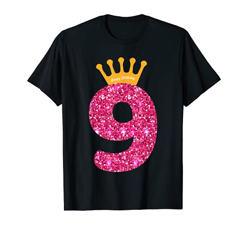 Happy Birthday , Girls 9th Party 9 Years Old Bday T-Shirt Happy Birthday , Girls 9th Party 9 Years Old Bday T-Shirt von Queen Crown Birthday Arts 11