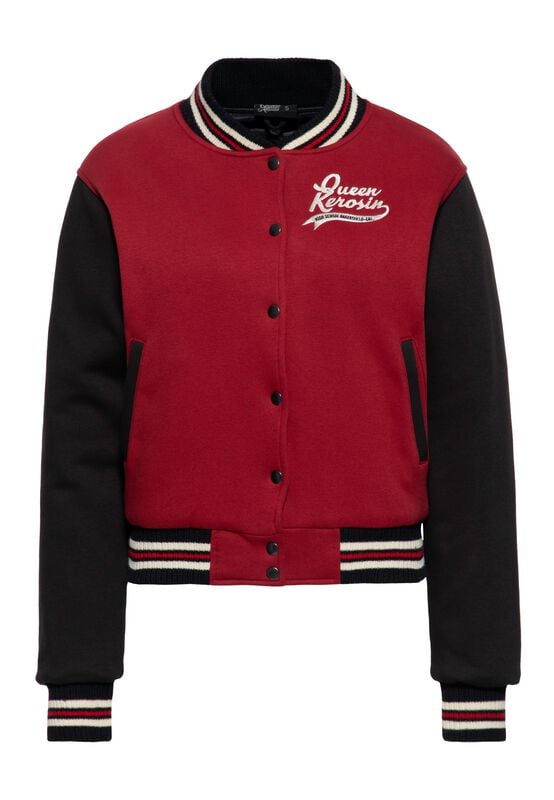 Queen Kerosin Bakersfield Highschool College Jacket Übergangsjacke schwarz rot in S von Queen Kerosin