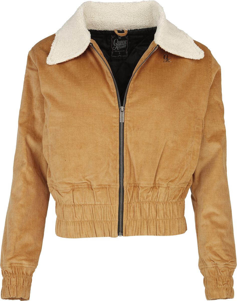 Queen Kerosin Cropped Corduroy Jacket Übergangsjacke braun in M von Queen Kerosin