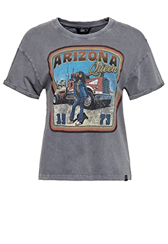 Queen Kerosin Damen Acidwash T-Shirt Regular Fit Frontprint Arizona Queen von Queen Kerosin