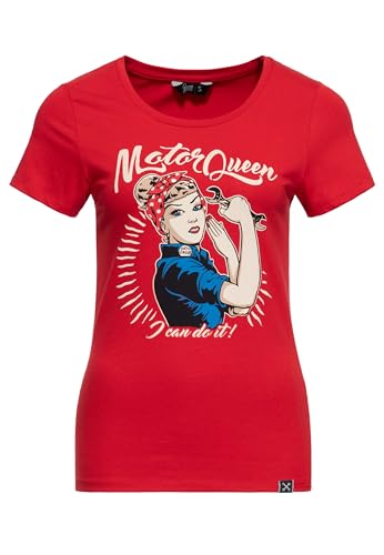 Queen Kerosin Damen Basic T-Shirt Slim Fit Retro Frontprint Motor Queen I Can Do It von Queen Kerosin
