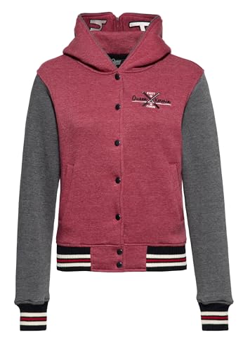 Queen Kerosin Damen College Jacke Kapuze Oldschool Baseball Damen Retro Vintage Sweatjacke Comic Art 50s Rockabella Ski Fast & Curvy von Queen Kerosin