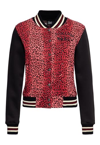 Queen Kerosin Damen College Jacke Sweatjacke Baseball Jacke Regular Fit Leo Leoparden Optik Rock 'N' Roll Rebel Queen von Queen Kerosin