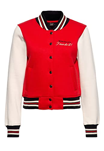Queen Kerosin Damen College Sweatjacke Stickerei Regular Fit Retro Vintage Style I Can Do It! von Queen Kerosin