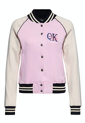 Queen Kerosin Damen College Sweatjacke | Stickerei | Regular Fit | Retro | Vintage Style | Sweat Jacke | Baseball Jacke | Rockabella | 50S Poodle Lounge von Queen Kerosin