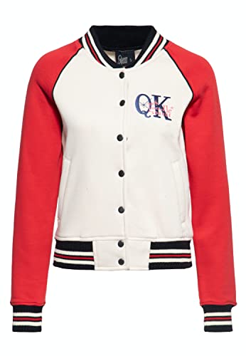 Queen Kerosin Damen College Sweatjacke Stickerei Regular Fit Retro Vintage Style Sweat Jacke Baseball Jacke Rockabella 50S Poodle Lounge von Queen Kerosin