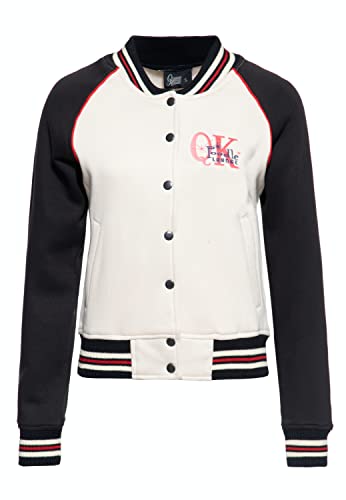 Queen Kerosin Damen College Sweatjacke Stickerei Regular Fit Retro Vintage Style Sweat Jacke Baseball Jacke Rockabella 50S Poodle Lounge von Queen Kerosin