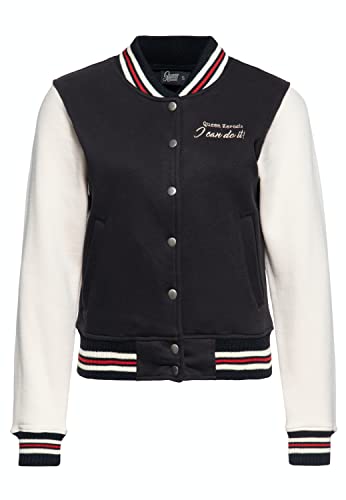 Queen Kerosin Damen College Sweatjacke Vintage Stickerei Pin Up Rockabella Regular Fit Retro Vintage Style Sweat Jacke Baseball Jacke I Can Do It von Queen Kerosin