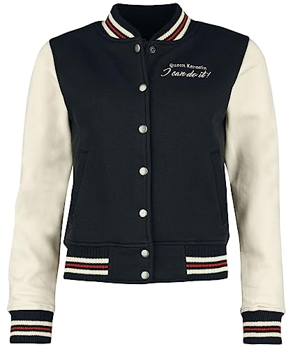 Queen Kerosin Damen College Sweatjacke | Vintage Stickerei | Pin Up | Rockabella | Regular Fit | Retro | Vintage Style | Sweat Jacke | Baseball Jacke I Can Do It von Queen Kerosin