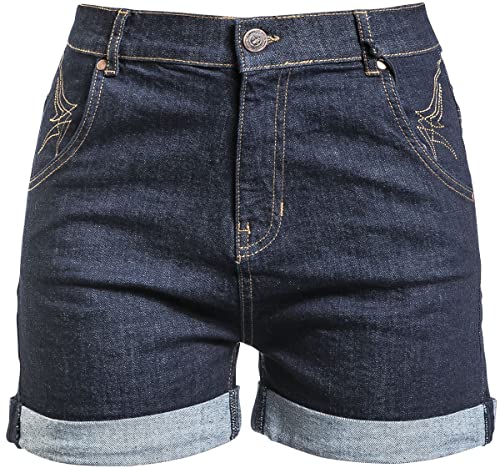 Queen Kerosin Damen Denim Jeans Shorts | High Waist | Wide Leg | Baumwolle Stretch von Queen Kerosin