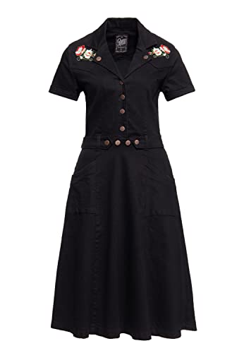 Queen Kerosin Damen Denim Jeanskleid Regular Fit Western Stickerei von Queen Kerosin