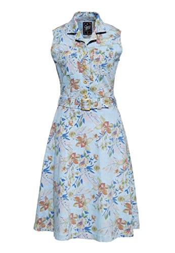 Queen Kerosin Damen Denim Kleid | Workwear Kleid | Hawaii Kleid | Jeanskleid | Vintage Kleid | Swingkleid | 50S Style | Rockabilly Hawaii von Queen Kerosin